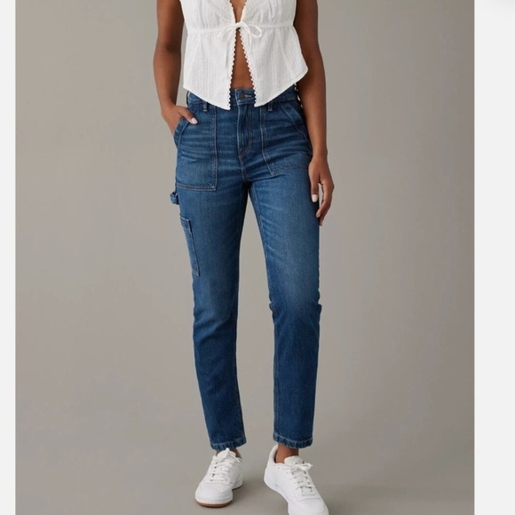 American Eagle Mom Jean utility cargo 12 long - Picture 1 of 9